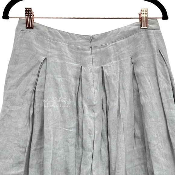 Gray Pleated Midi Skirt 100% Linen with Back Zipper Closure Size 28 - Picture 4 of 7